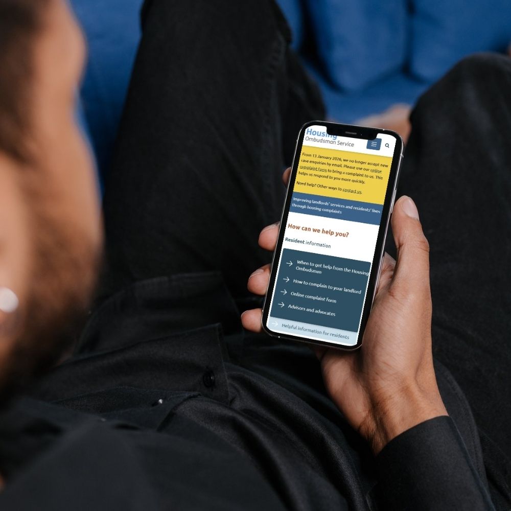 Mobile phone on Housing Ombudsman website