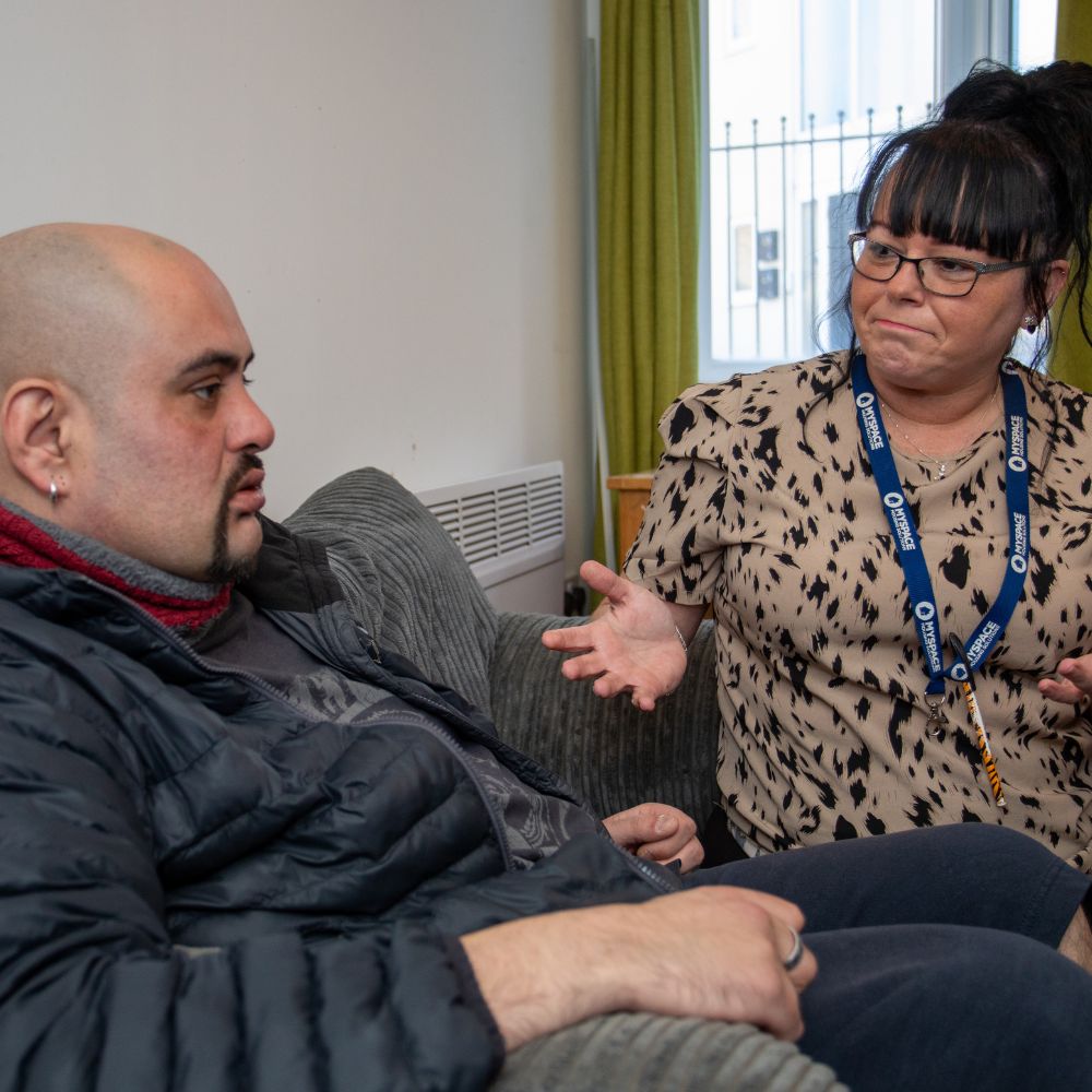 My Space Support Session Female worker with male resident